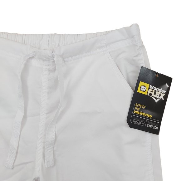 WoderWink Scrub Pants Flare Leg Elastic Waist Lightweight White Womens Size XS - Picture 8 of 10